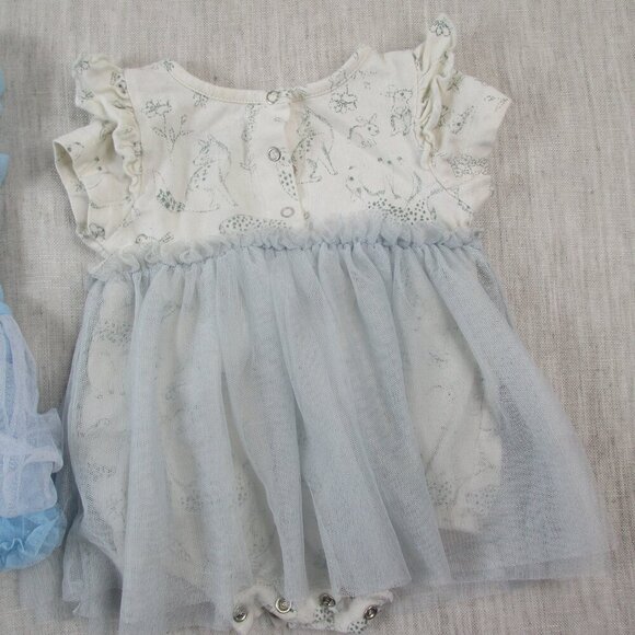 Lot of 2 Disney Party Dress Baby Girls 6 Month White Blue Princess Tutu Ruffled - Picture 6 of 6
